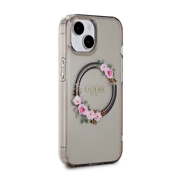 Guess IML Flowers Wreath MagSafe - iPhone 15 etui (sort)