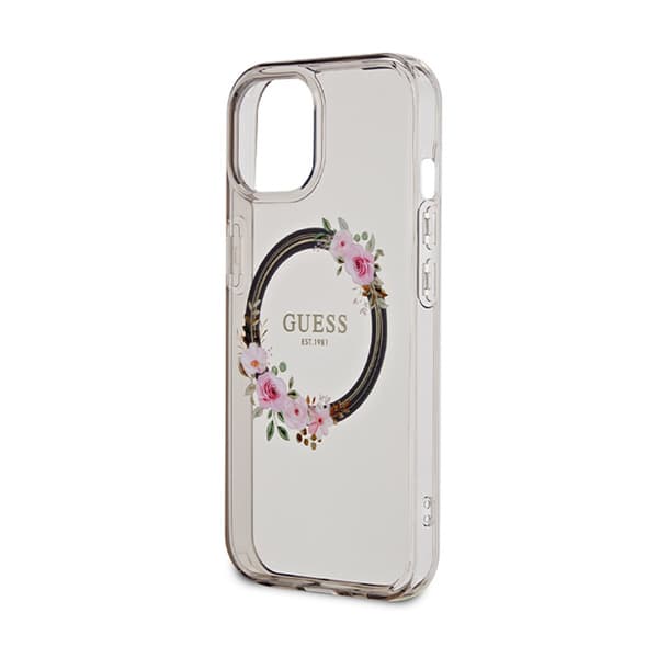 Guess IML Flowers Wreath MagSafe - iPhone 15 etui (sort)