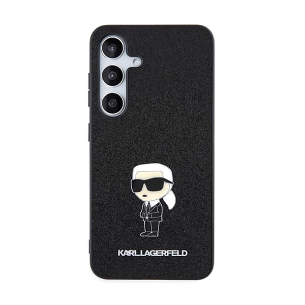 Karl Lagerfeld kiinteä Glitter Ikonik Logo Metal Pin - Samsung Galaxy S24+ -kotelo (musta)