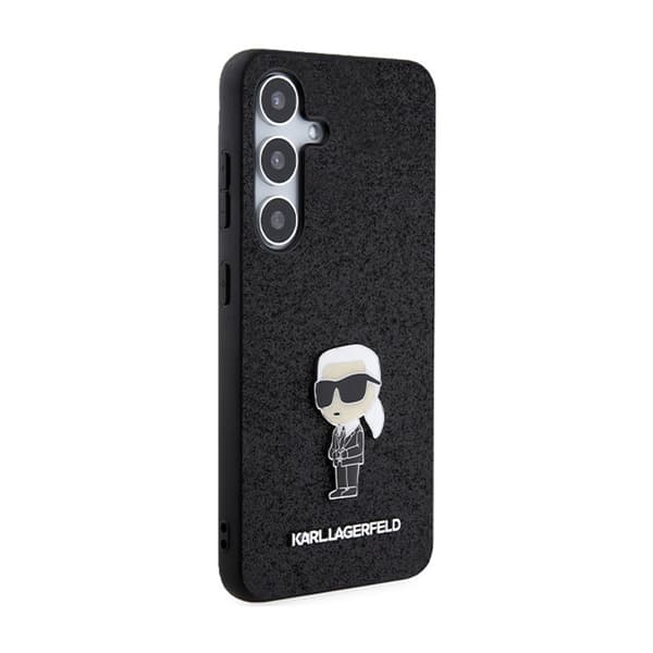 Karl Lagerfeld kiinteä Glitter Ikonik Logo Metal Pin - Samsung Galaxy S24+ -kotelo (musta)