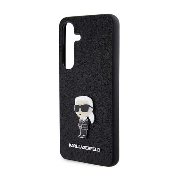Karl Lagerfeld kiinteä Glitter Ikonik Logo Metal Pin - Samsung Galaxy S24+ -kotelo (musta)