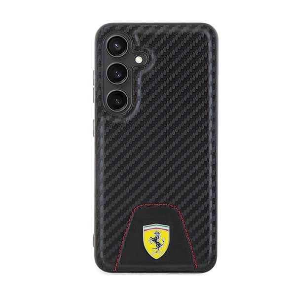 Ferrari Carbon-syet bund - Samsung Galaxy S24-cover (sort)
