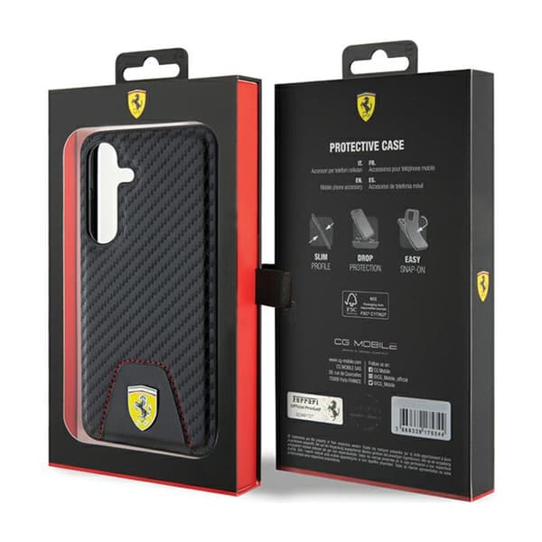 Ferrari Carbon-syet bund - Samsung Galaxy S24-cover (sort)