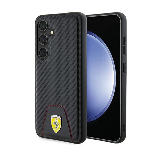 Ferrari Carbon-syet bund - Samsung Galaxy S24-cover (sort)