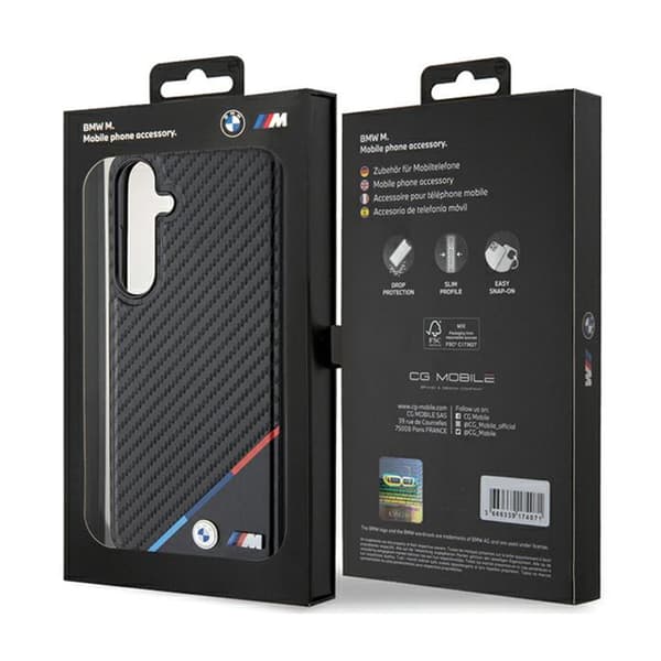 BMW Carbon Tricolor Line MagSafe - Samsung Galaxy S24-fodral (svart)
