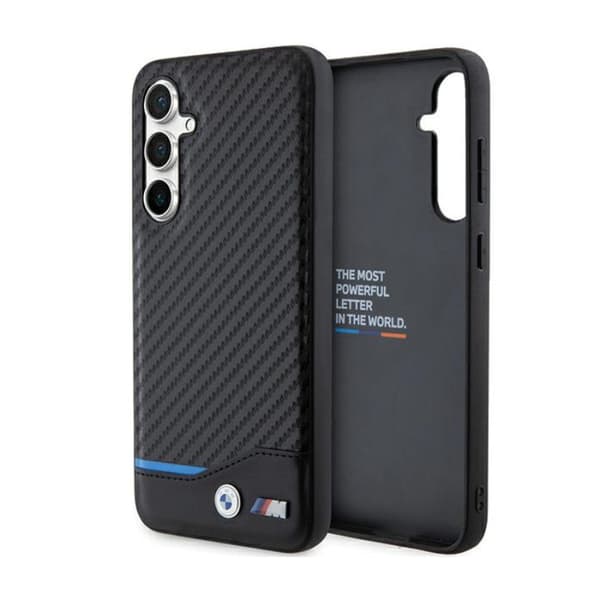 BMW Leather Carbon Blue Line - Samsung Galaxy S23 FE Fodral (svart)