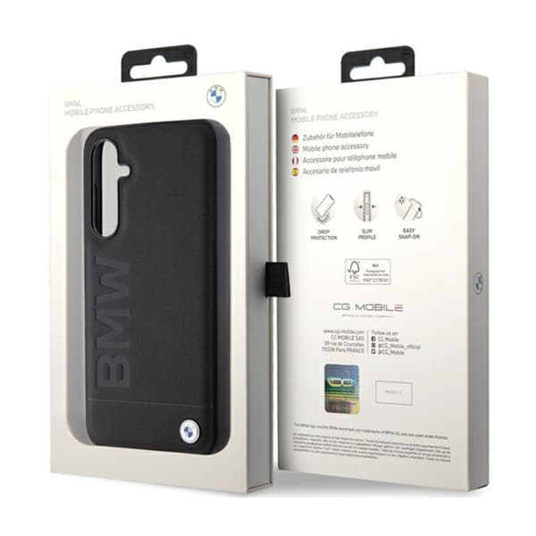 BMW Læder Hot Stamp - Samsung Galaxy S23 FE etui (sort)