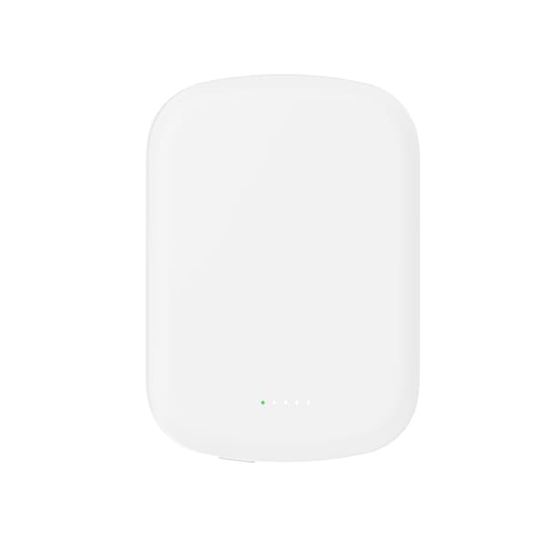 Crong MagSpot Power Bank - Erittäin ohut langaton virtapankki MagSafe 5000 mAh:lla, USB-C 20 W PD (valkoinen)