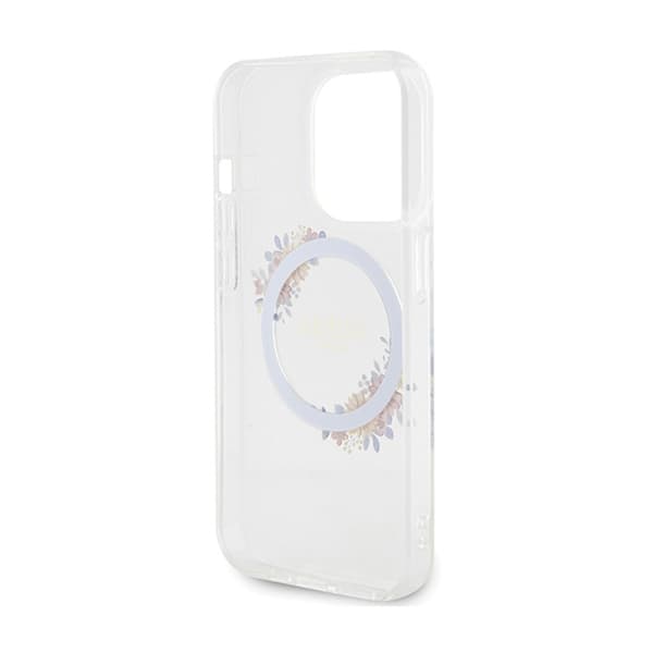 Guess IML Flowers Wreath MagSafe - iPhone 15 Pro -kotelo (läpinäkyvä)