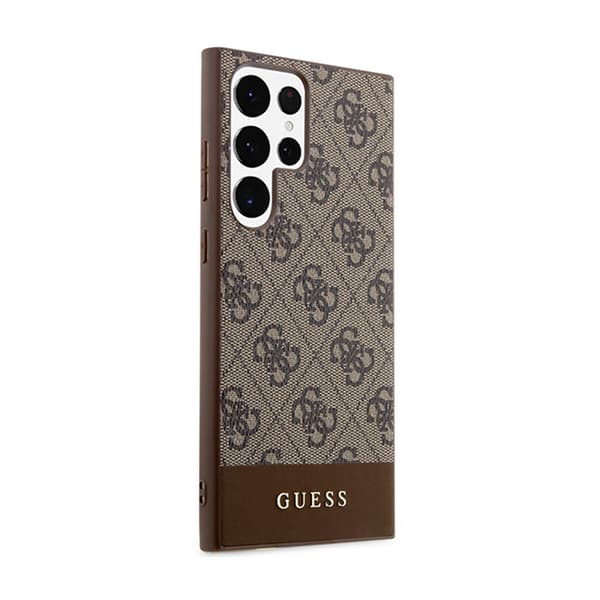 Guess 4G Bottom Stripe Metal Logo Collection - Samsung Galaxy S24 Ultra Cover (Brun)