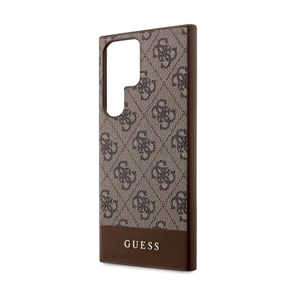 Guess 4G Bottom Stripe Metal Logo Collection - Samsung Galaxy S24 Ultra Cover (Brun)