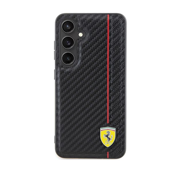 Ferrari Carbon Printed Line - Samsung Galaxy S24+ etui (sort)