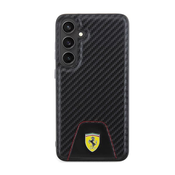Ferrari carbonsyet bund - Samsung Galaxy S24+ etui (sort)