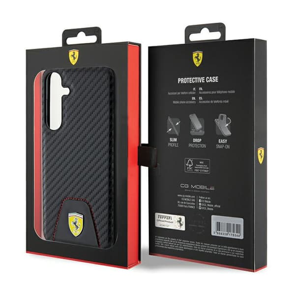 Ferrari carbonsyet bund - Samsung Galaxy S24+ etui (sort)