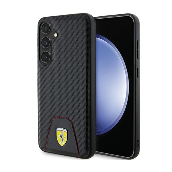 Ferrari carbonsyet bund - Samsung Galaxy S24+ etui (sort)
