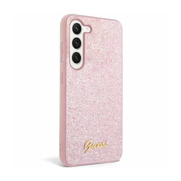Guess Glitter Flakes Metal Logo Cover - Samsung Galaxy S24 Cover (Pink)