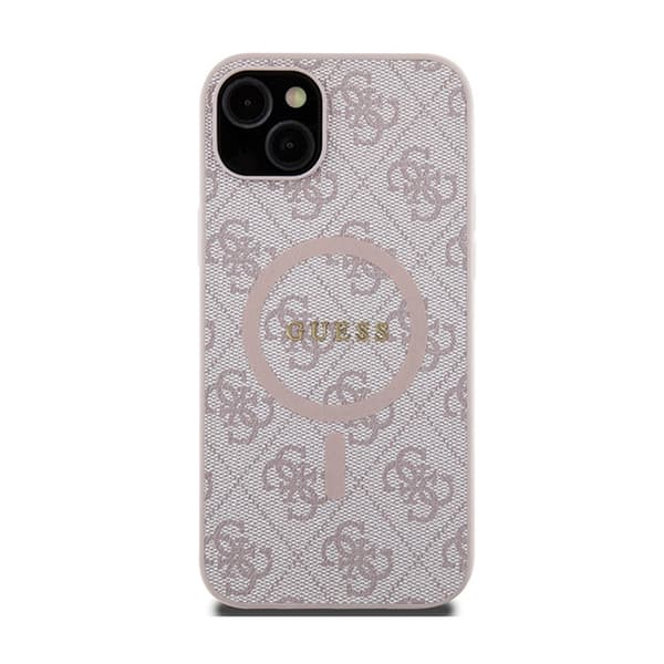 Guess 4G Collection Leather Metal Logo MagSafe - iPhone 15 Plus / 14 Plus Fodral (Rosa)