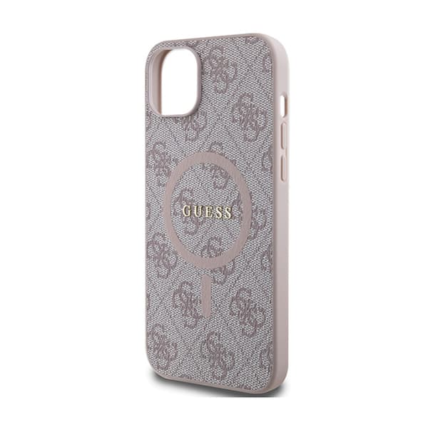 Guess 4G Collection Leather Metal Logo MagSafe - iPhone 15 Plus / 14 Plus Fodral (Rosa)