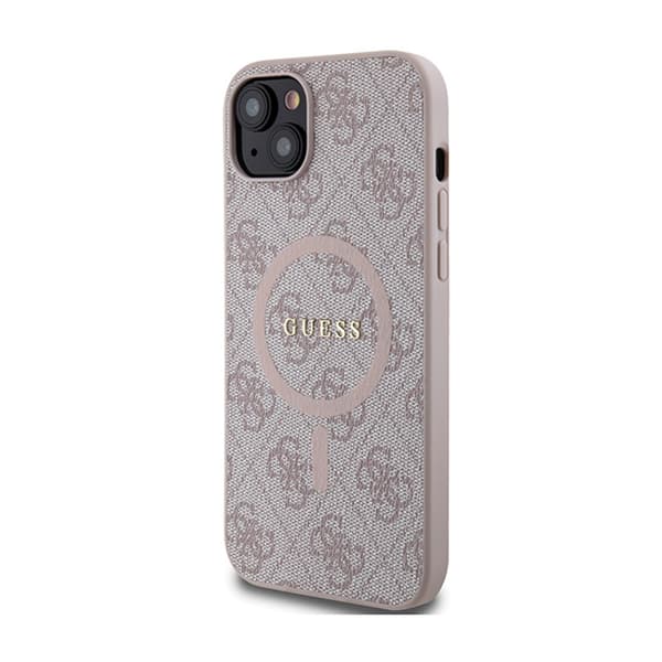Guess 4G Collection Leather Metal Logo MagSafe - iPhone 15 Plus / 14 Plus Fodral (Rosa)