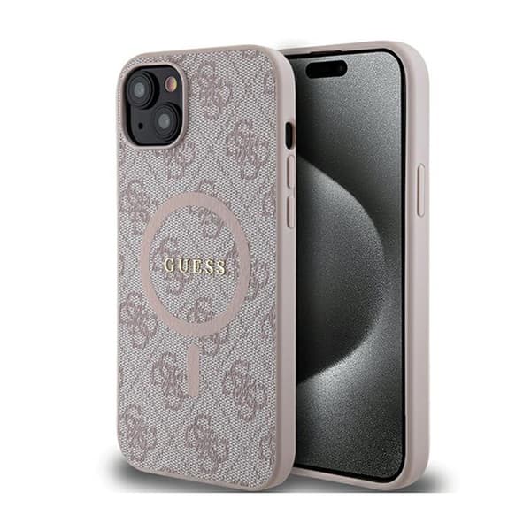 Guess 4G Collection Leather Metal Logo MagSafe - iPhone 15 Plus / 14 Plus Fodral (Rosa)