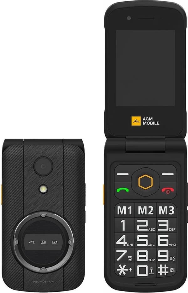 AGM Mobiles - M8 Robust Android 4G Folding Phone IP69 Sort Sort