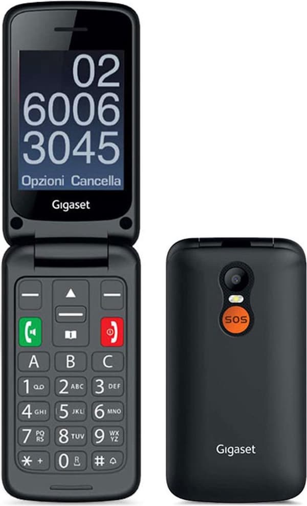 Gigaset GL590, clamshell, dual SIM, 7,11 cm (2,8"), 0,3 MP, 800 mAh, sort Sort