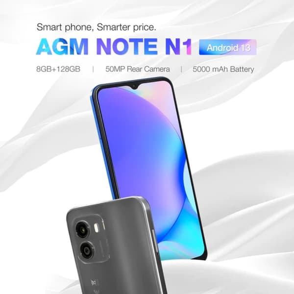 AGM-mobiler - NOTE N1 4G Smartphone 128GB - Android 13 - 50MP - Mörkgrå
