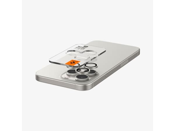 Spigen Optik Pro EZ Fit, Apple, iPhone 15 Pro Max, Transparent, Vit, 2 styck