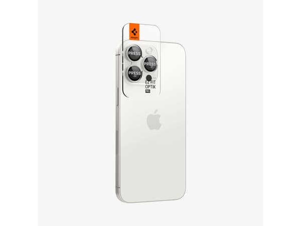 Spigen Optik Pro EZ Fit, Apple, iPhone 15 Pro Max, Transparent, Vit, 2 styck