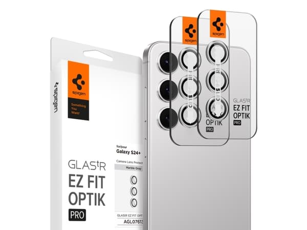 Spigen GLAS.tR EZ Fit Optik Pro, Samsung, Galaxy S24 Plus (2024), Pudotuksenkestävä, Naarmuuntumaton, Harmaa, Läpinäkyvä, 2 kpl