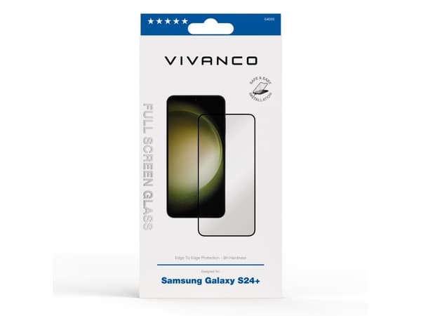 Vivanco 64080, Samsung, Galaxy S24+, Skittbestandig, Slagbestandig, Ripebestandig, Knusesikker, Sort, Gjennomsiktig, 1 stykker