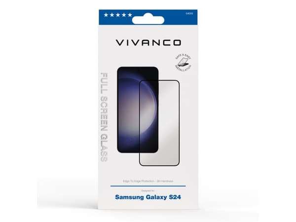 Vivanco 64085, Samsung, Galaxy S24, Skittbestandig, Slagbestandig, Ripebestandig, Knusesikker, Sort, Gjennomsiktig, 1 stykker