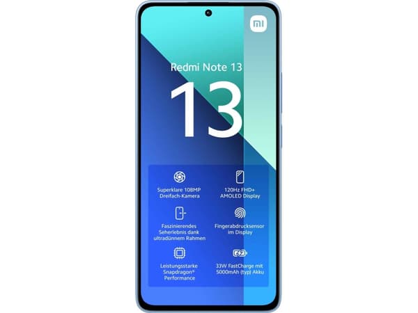Xiaomi Redmi Note 13 - 4G pekskärmsmobil - dual-SIM - RAM 6 GB / Internminne 128 GB - microSD slot - OLED-skärm - 6.67" - 2400 x 1080 pixlar (120 Hz)