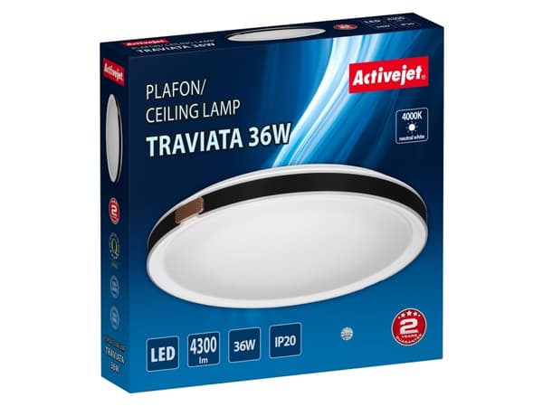 Activejet AJE-TRAVIATA 36W, 36 ampuller, LED, Ikke-utskiftbare pærer, 4000 K, 4300 lm, IP20