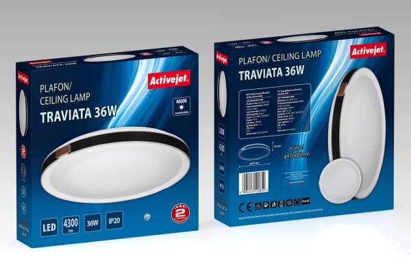 Activejet AJE-TRAVIATA 36W, 36 ampuller, LED, Ikke-utskiftbare pærer, 4000 K, 4300 lm, IP20