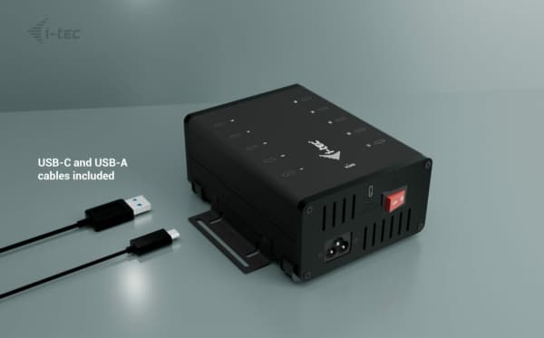 i-Tec - Hubb - 15W per port, laddning + data, metall, USB-C/USB-A - 2 x USB 3.2 Gen 1 + 8 x USB 2.0 - skrivbordsmodell