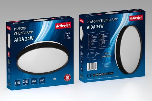Activejet AJE-AIDA 24W, 78 ampuller, LED, Ikke-utskiftbare pærer, 4000 K, 2580 lm, IP20