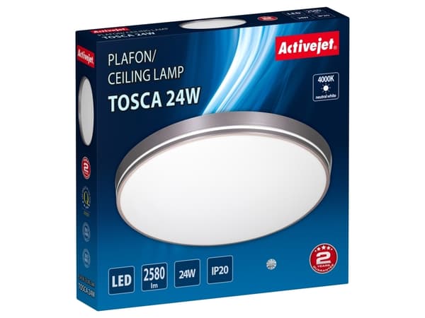 Activejet LED-kattovalaisin AJE-TOSCA 24W, 78 polttimo(t), LED, ei-vaihdettava polttimo(t), 4000 K, 2580 lm, IP20