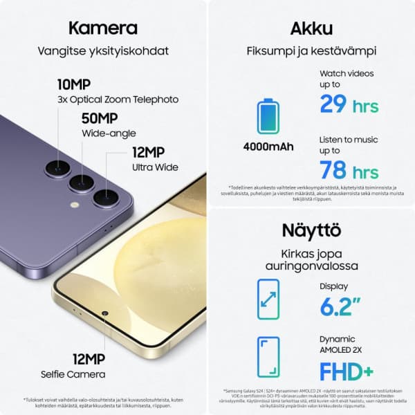Samsung Galaxy S24 5G-telefon, 256/8 GB, Cobalt Violet
