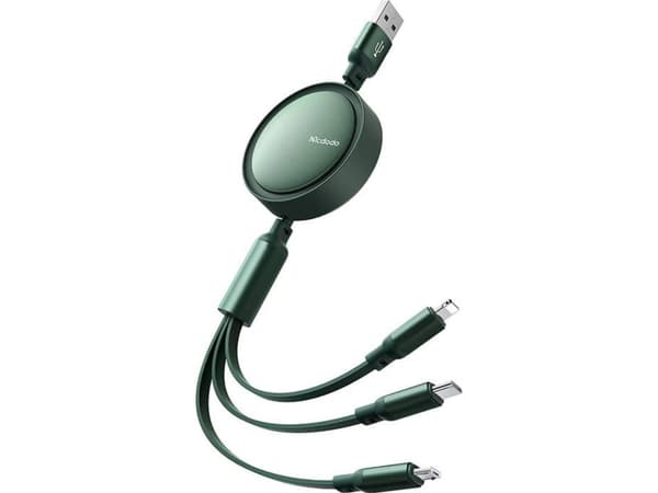 3-in-1 USB to USB-C / Lightning / Micro USB cable, Mcdodo CA-7257, 3.5A, 1.2m (green)