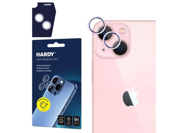 3MK HARDY Lens Protection Pro, iPhone, iPhone 15 Plus, iPhone 15, naarmuuntumaton, sirpaleenkestävä, vaaleanpunainen, läpinäkyvä, 1 kpl