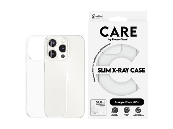 CARE by PanzerGlass X-Ray - Baksidedeksel for mobiltelefon - resirkulert plast - gjennomsiktig - for Apple iPhone 15 Pro