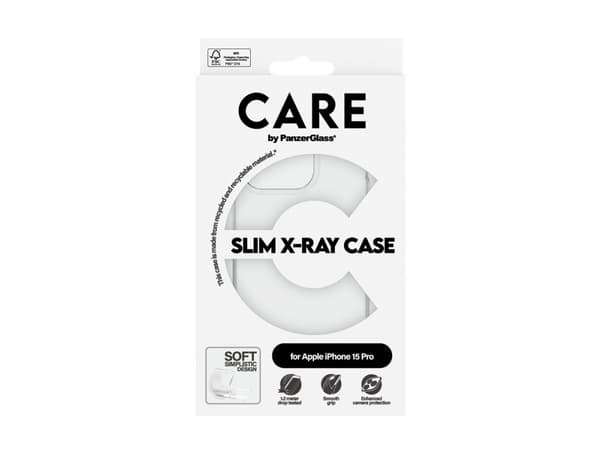 CARE by PanzerGlass X-Ray - Baksidedeksel for mobiltelefon - resirkulert plast - gjennomsiktig - for Apple iPhone 15 Pro