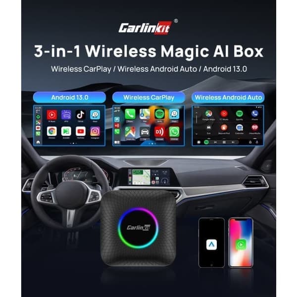 CarlinKit TBOX Ambient AI Box Android 13 Carplay & Android Auto 4GB+64GB