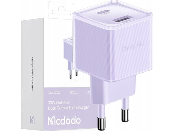 Mcdodo MCDODO MCDODO NOPEA PUHELINVERKKOLATAUSLAITE 2X USB-C 33W GAN PURPURE