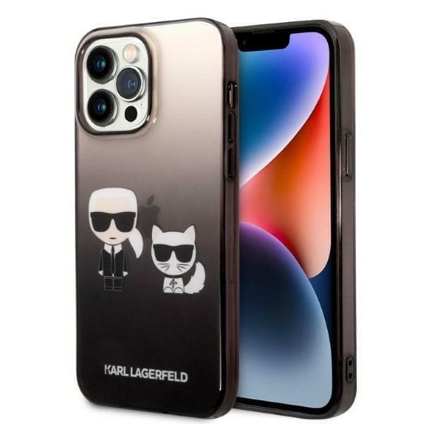 Karl Lagerfeld KLHCP14XTGKCK iPhone 14 Pro Max 6.7 hardt deksel svart/svart Gradient Ikonik Karl & Choupette