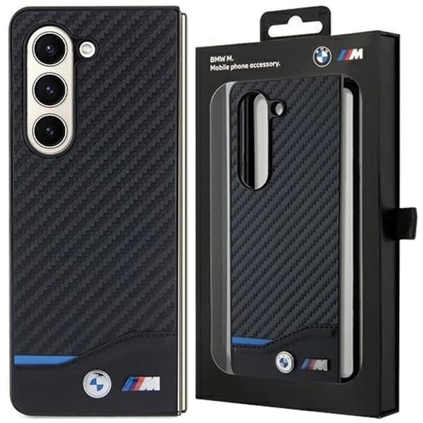 BMW Carbon lærveske til Samsung Galaxy Z Fold 5 - svart