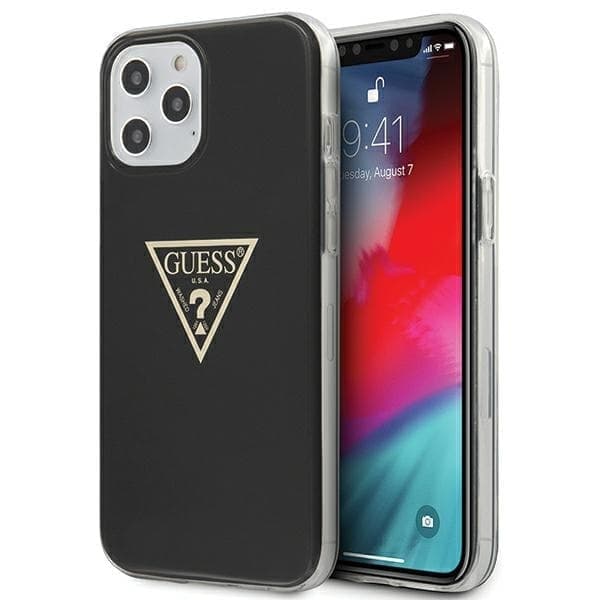 Guess GUHCP12LPCUMPTBK iPhone 12 Pro Max 6.7 svart/svart hardt deksel Metallic Collection