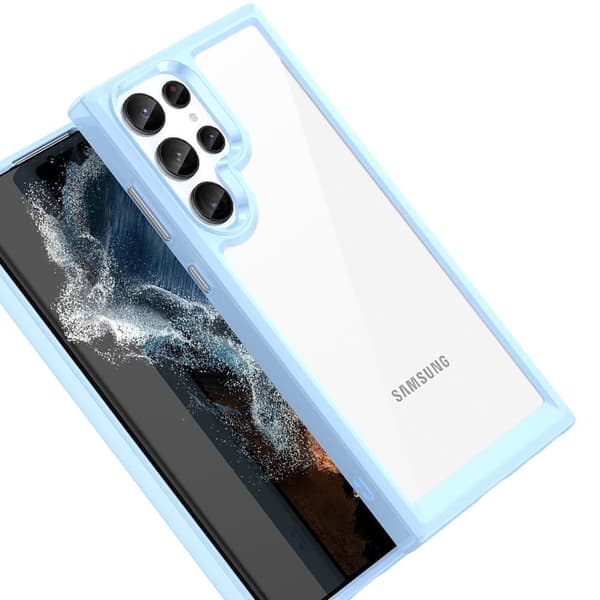 Outer Space-deksel til Samsung Galaxy S23 Ultra, deksel med fleksibel ramme, blå