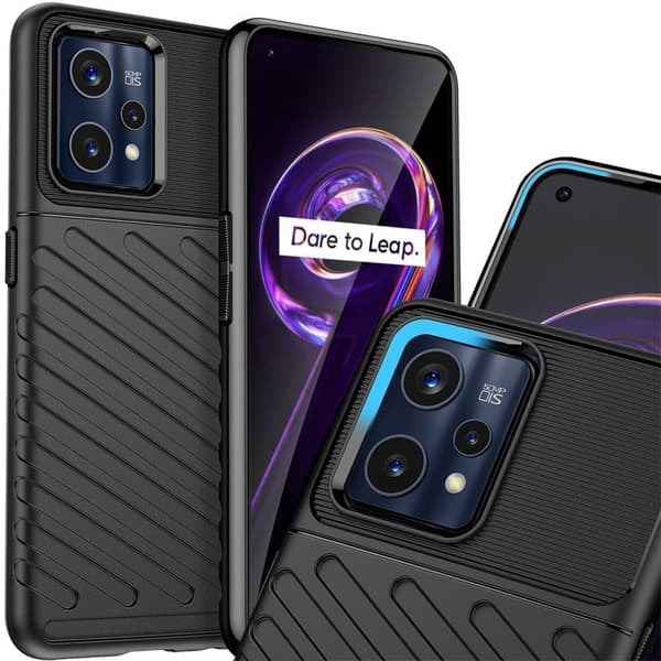 Thunder Case fleksibelt pansret beskyttelsesdeksel for Realme 9 Pro + (9 Pro Plus) svart